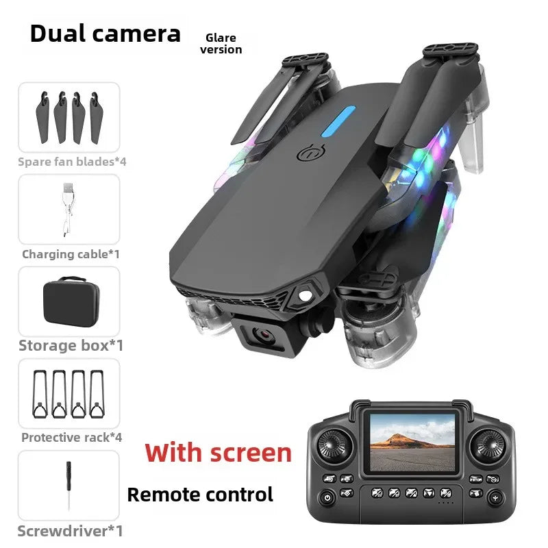 Newest E88 E99D Screen-Controlled Lighting Mini Drone 4K 2 Camera Optical Flow Remote Control Aircraft Mavic Air 2