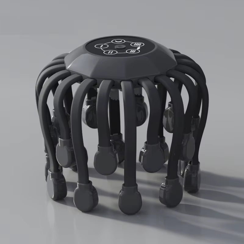 Revitalize Your Relaxation Routine with the Orange Octopus Head Massager - 10/20 Independent Massage Heads for Wireless Scalp Bliss!