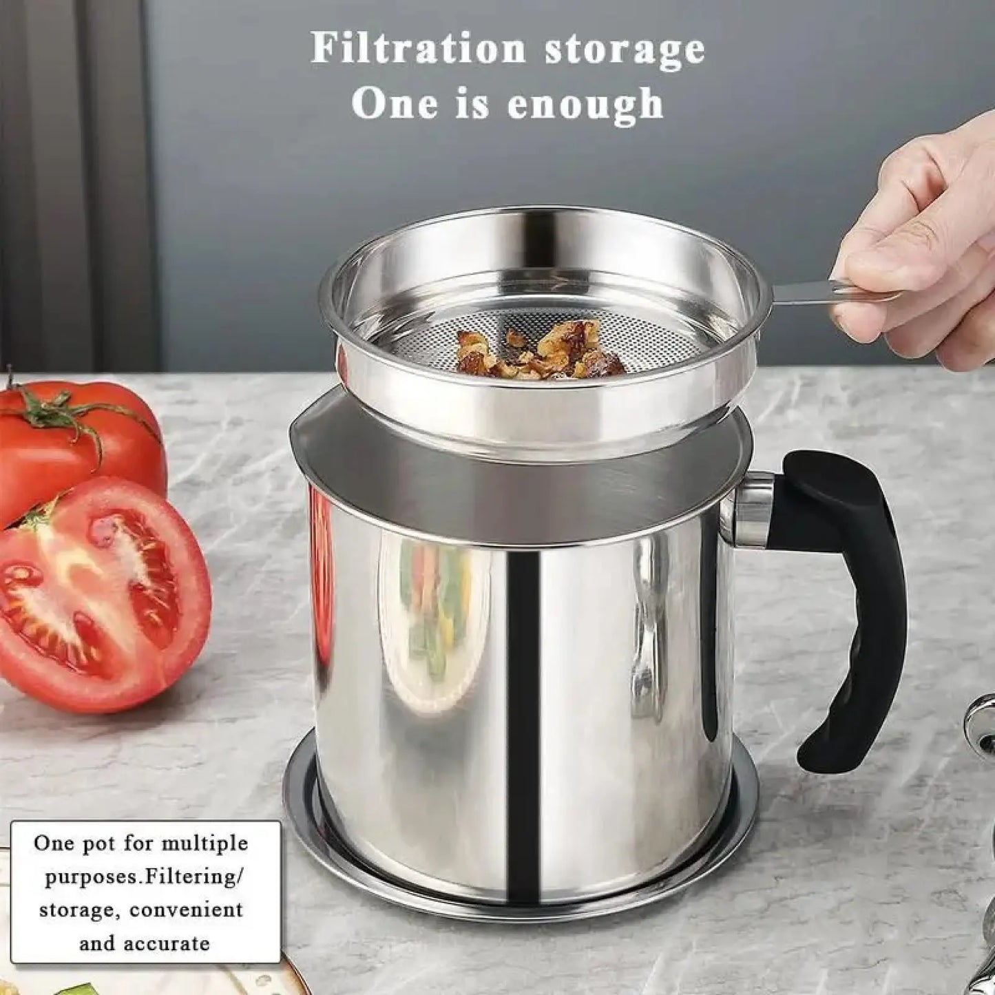 Elevate Your Cooking with Our Modern Stainless Steel Oil Dispenser - Includes Tray & Lid for Safe Storage and Easy Filtration