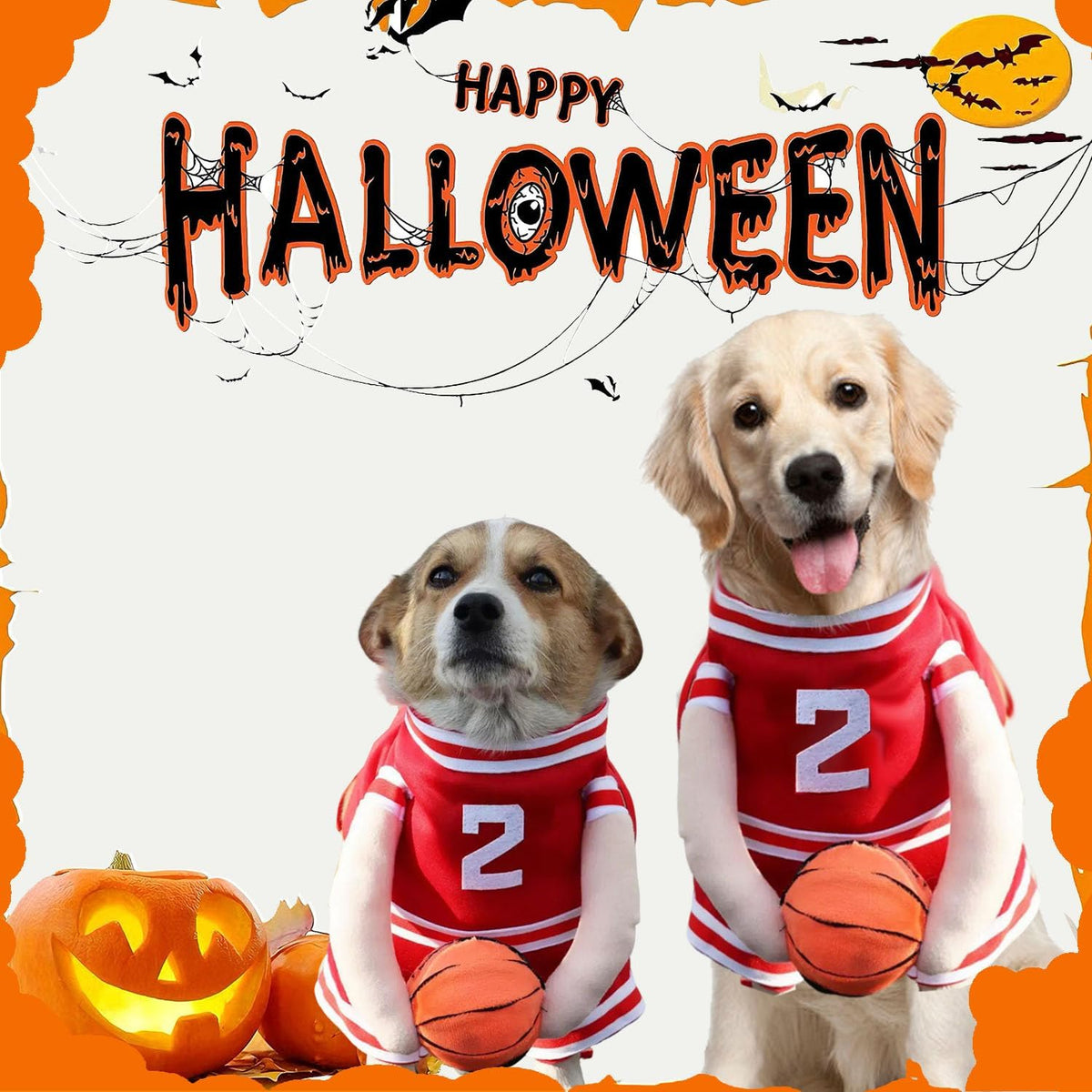 Get Your Pup Ready for Halloween with Our Fun Basketball Cosplay Costume - Perfect for Dogs and Cats of All Sizes!