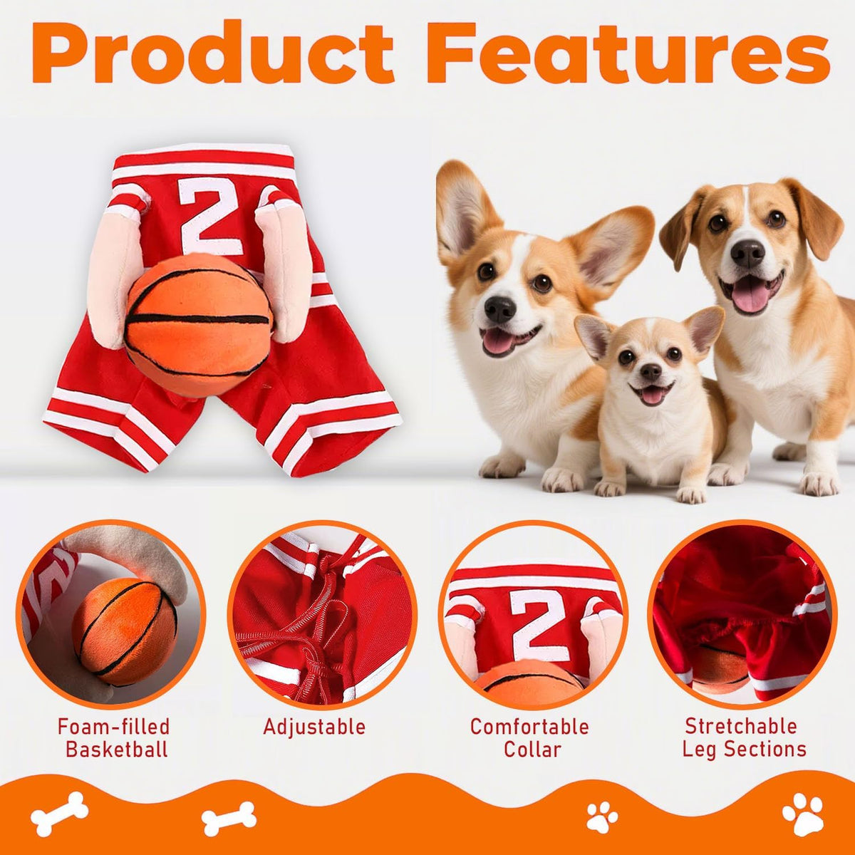 Get Your Pup Ready for Halloween with Our Fun Basketball Cosplay Costume - Perfect for Dogs and Cats of All Sizes!