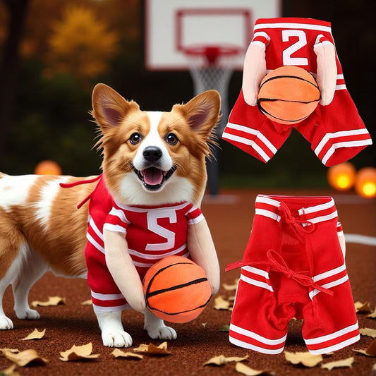 Get Your Pup Ready for Halloween with Our Fun Basketball Cosplay Costume - Perfect for Dogs and Cats of All Sizes!