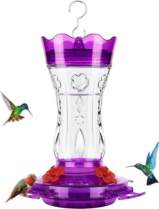 Enchant Your Garden with Our Purple Glass Hummingbird Feeder - Featuring Built-In Ant Moat, Leakproof Design & Bee Guard Ports - A Thoughtful Gift for Nature Enthusiasts
