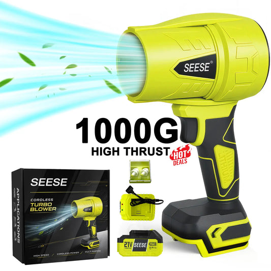 SEESE Turbo Jet Blower - Cordless, Lightweight Leaf and Snow Blower with Pure Copper Motor for Effortless Car Drying and Garden Maintenance