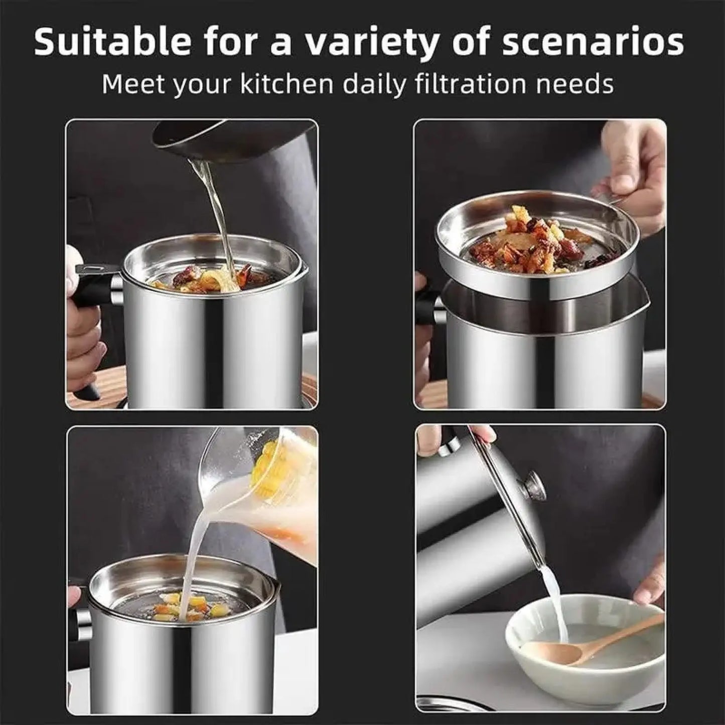 Elevate Your Cooking with Our Modern Stainless Steel Oil Dispenser - Includes Tray & Lid for Safe Storage and Easy Filtration