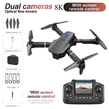 Newest E88 E99D Screen-Controlled Lighting Mini Drone 4K 2 Camera Optical Flow Remote Control Aircraft Mavic Air 2