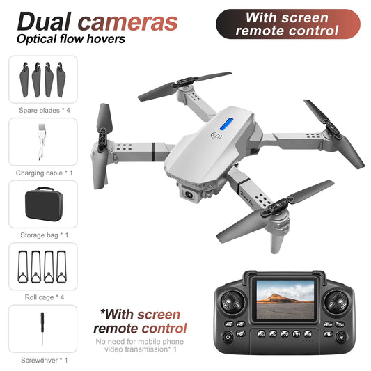 Newest E88 E99D Screen-Controlled Lighting Mini Drone 4K 2 Camera Optical Flow Remote Control Aircraft Mavic Air 2