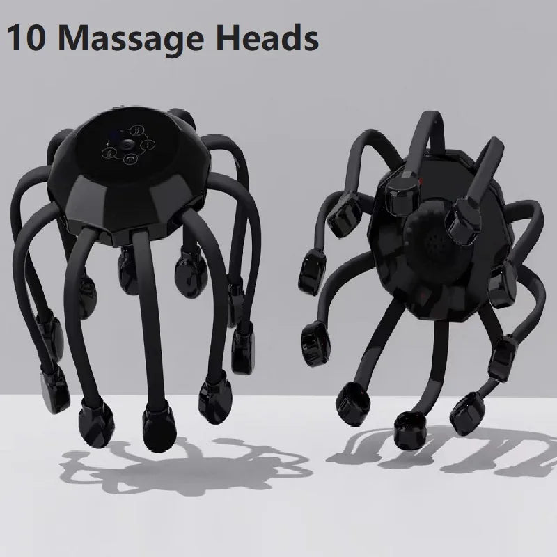 Revitalize Your Relaxation Routine with the Orange Octopus Head Massager - 10/20 Independent Massage Heads for Wireless Scalp Bliss!