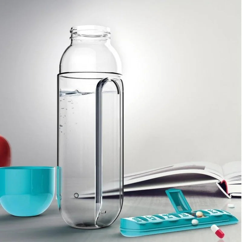 Revolutionary 2-in-1 600ml Water Bottle & Pill Organizer: Stay Hydrated and Organized with 7 Compartments!