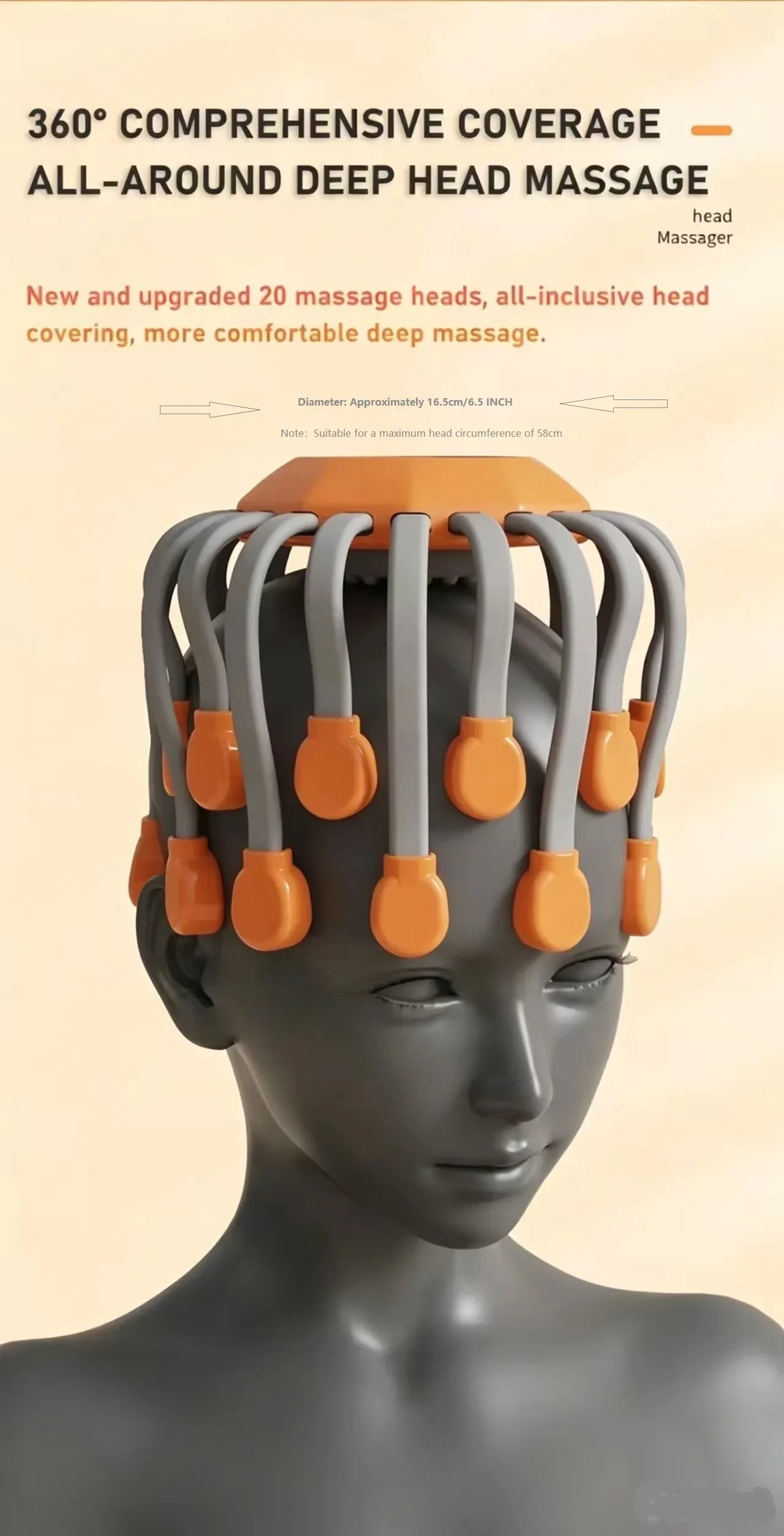 Revitalize Your Relaxation Routine with the Orange Octopus Head Massager - 10/20 Independent Massage Heads for Wireless Scalp Bliss!