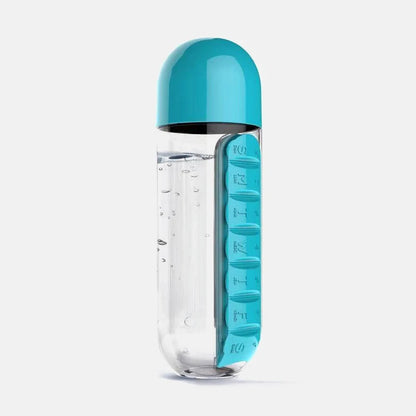 Revolutionary 2-in-1 600ml Water Bottle & Pill Organizer: Stay Hydrated and Organized with 7 Compartments!