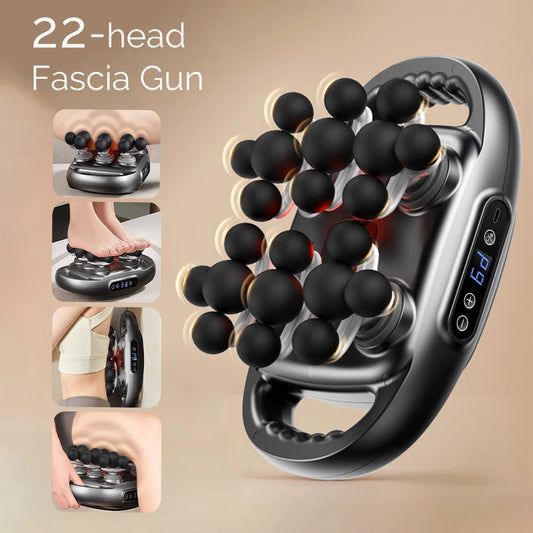 22-Head Fascia Gun High-Frequency Vibration Body Massage Gun Back and Waist Massager Neck Shoulder Massager Muscle Masajeador