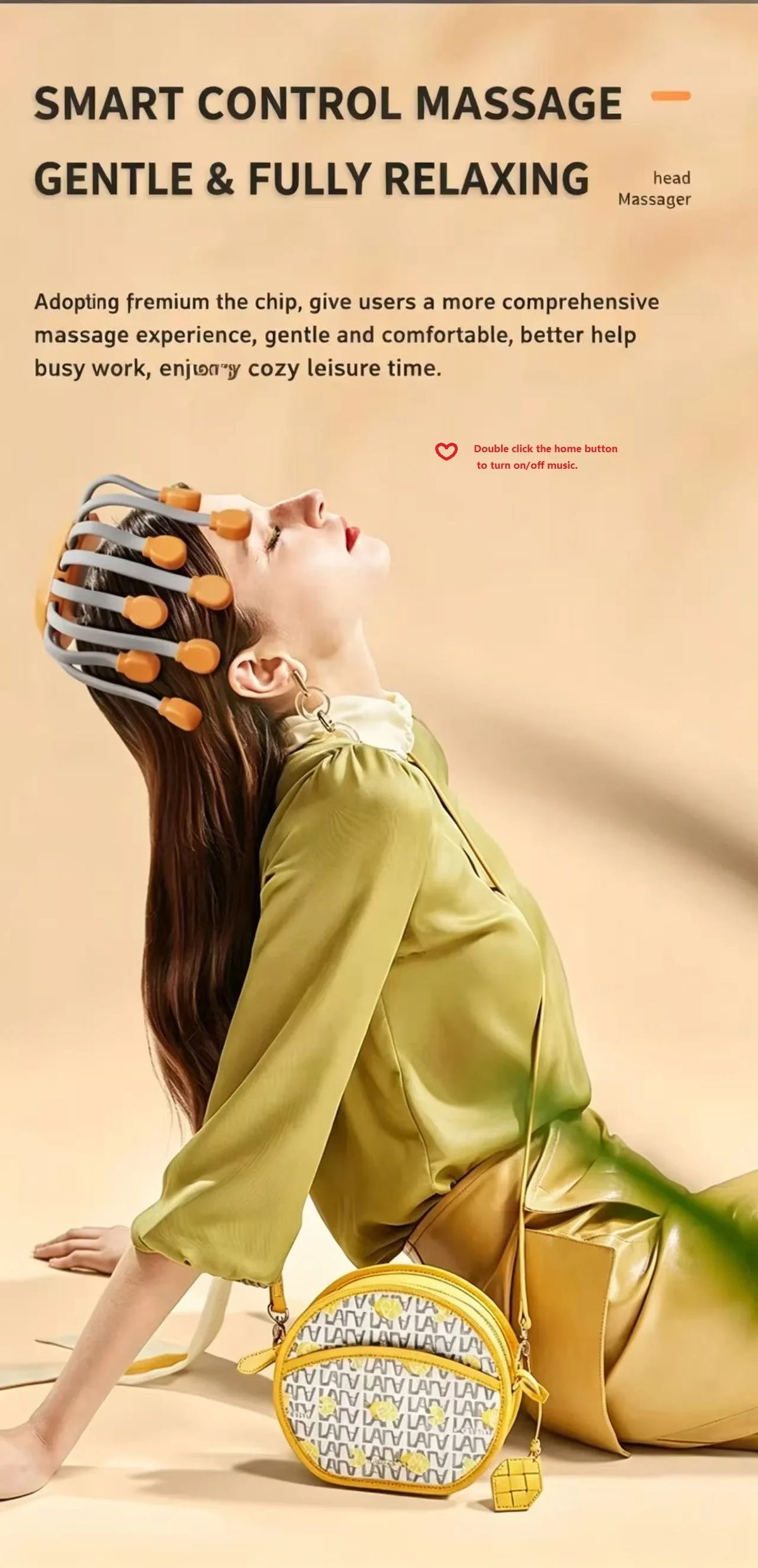 Revitalize Your Relaxation Routine with the Orange Octopus Head Massager - 10/20 Independent Massage Heads for Wireless Scalp Bliss!