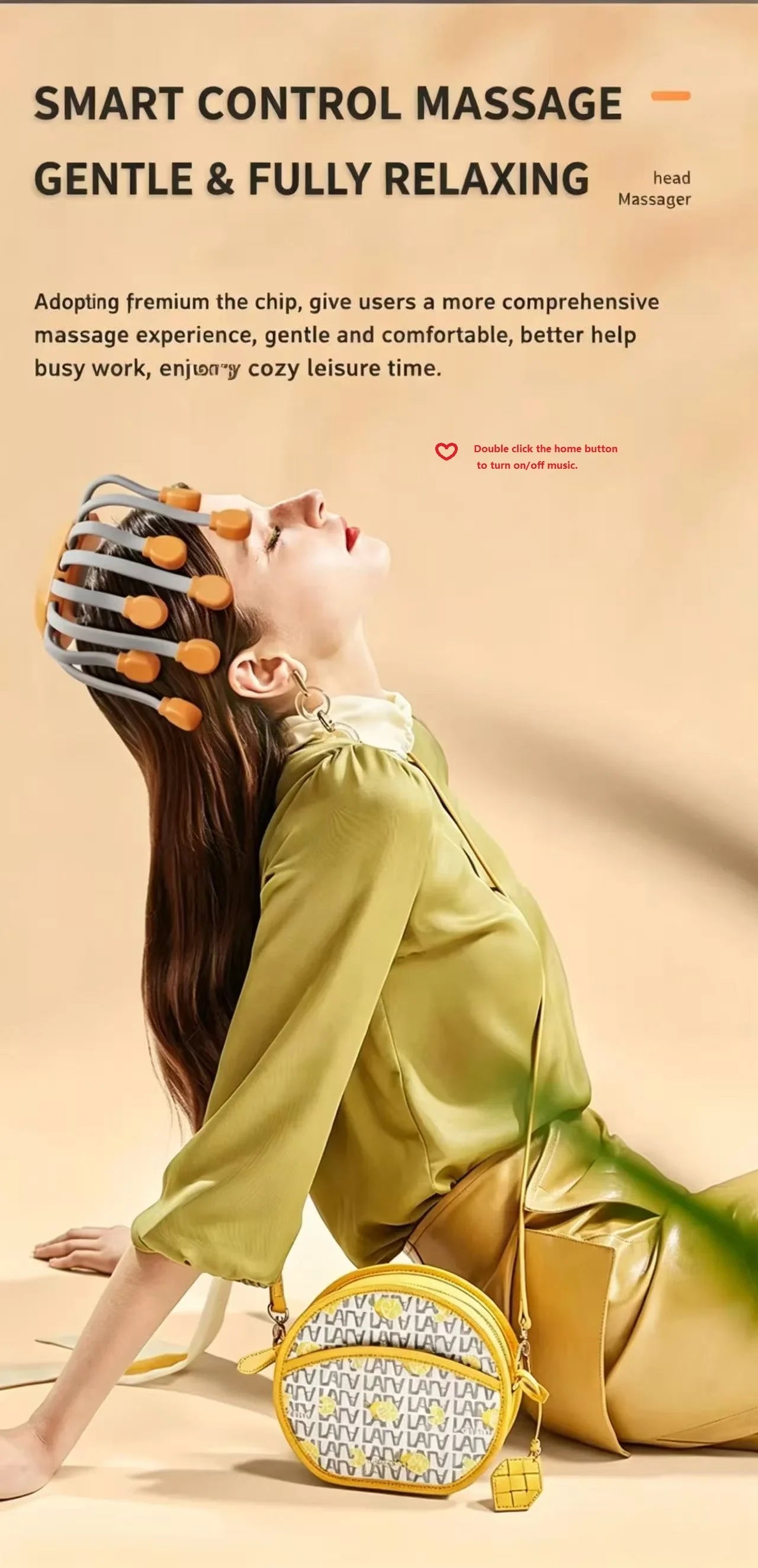 Revitalize Your Relaxation Routine with the Orange Octopus Head Massager - 10/20 Independent Massage Heads for Wireless Scalp Bliss!