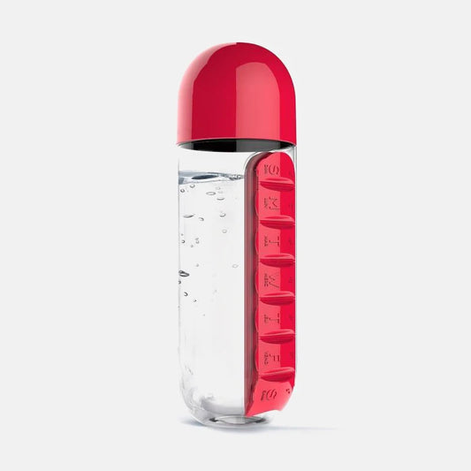 Revolutionary 2-in-1 600ml Water Bottle & Pill Organizer: Stay Hydrated and Organized with 7 Compartments!