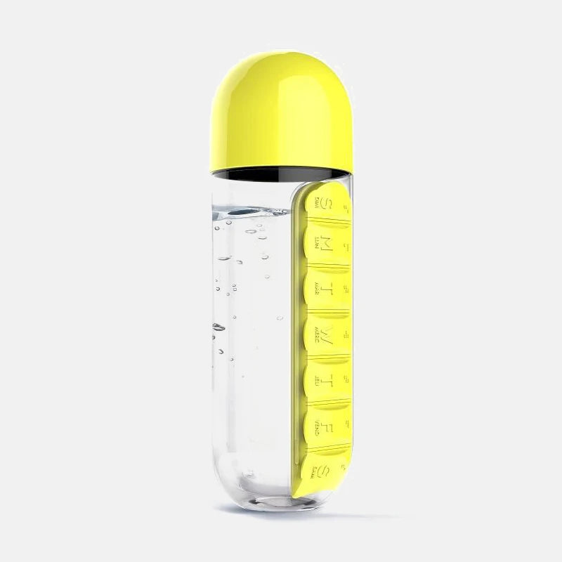 Revolutionary 2-in-1 600ml Water Bottle & Pill Organizer: Stay Hydrated and Organized with 7 Compartments!