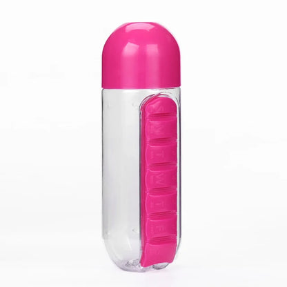 Revolutionary 2-in-1 600ml Water Bottle & Pill Organizer: Stay Hydrated and Organized with 7 Compartments!