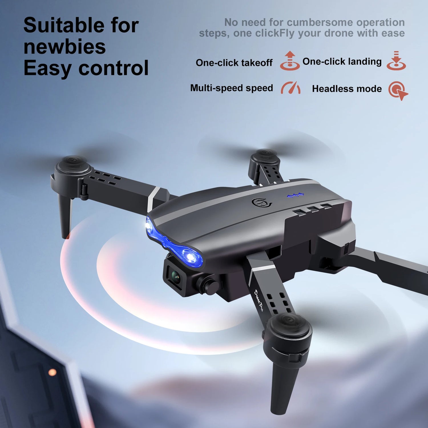 Newest E88 E99D Screen-Controlled Lighting Mini Drone 4K 2 Camera Optical Flow Remote Control Aircraft Mavic Air 2