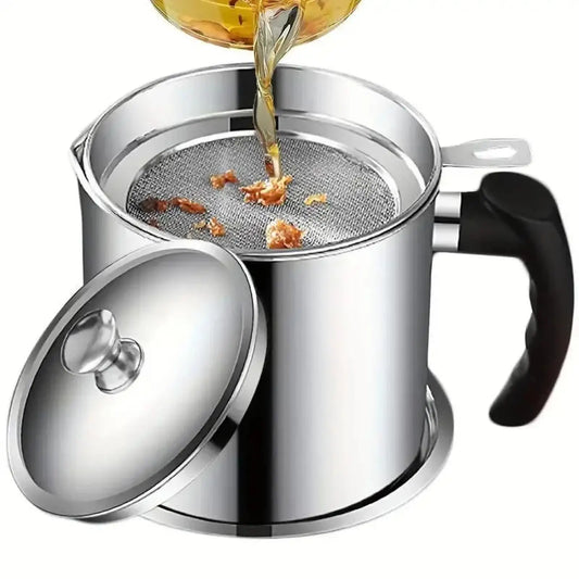 Elevate Your Cooking with Our Modern Stainless Steel Oil Dispenser - Includes Tray & Lid for Safe Storage and Easy Filtration